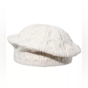 NWT Lauren Ralph Lauren Pointelle Beret Hat Cream White